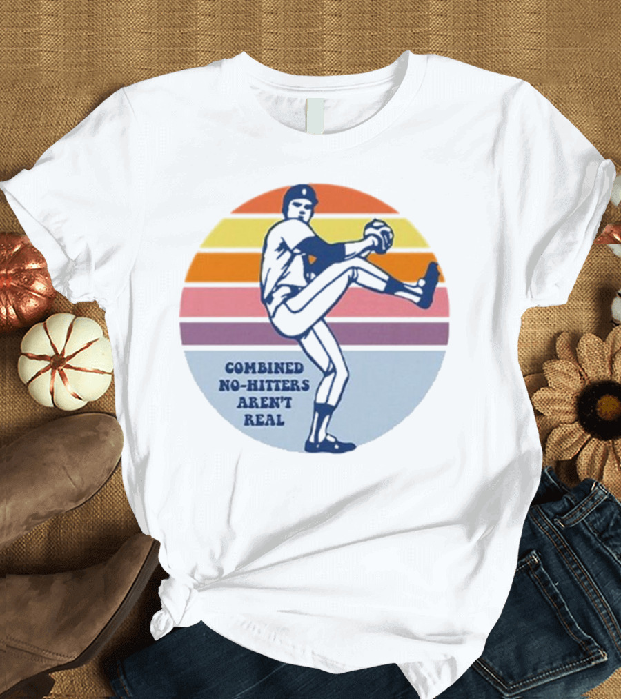 Combined No-Hitters Aren’t Real Vintage Baseball Pitcher Retro Stripes T-Shirt