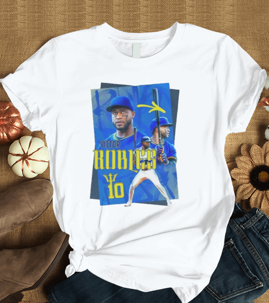 Victor Robles Baseball Player Blue and Yellow T-Shirt