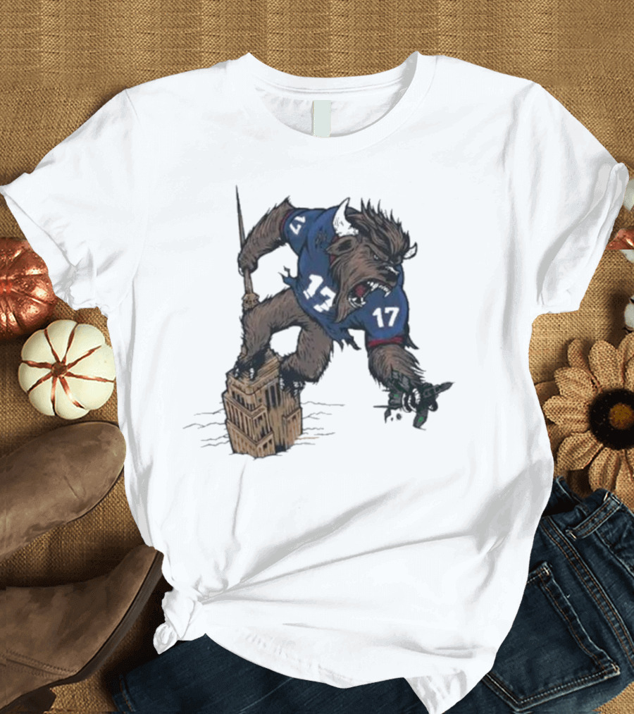 Buffalo Bills King Of New York Mascot Towering Beast Number 17 T-Shirt