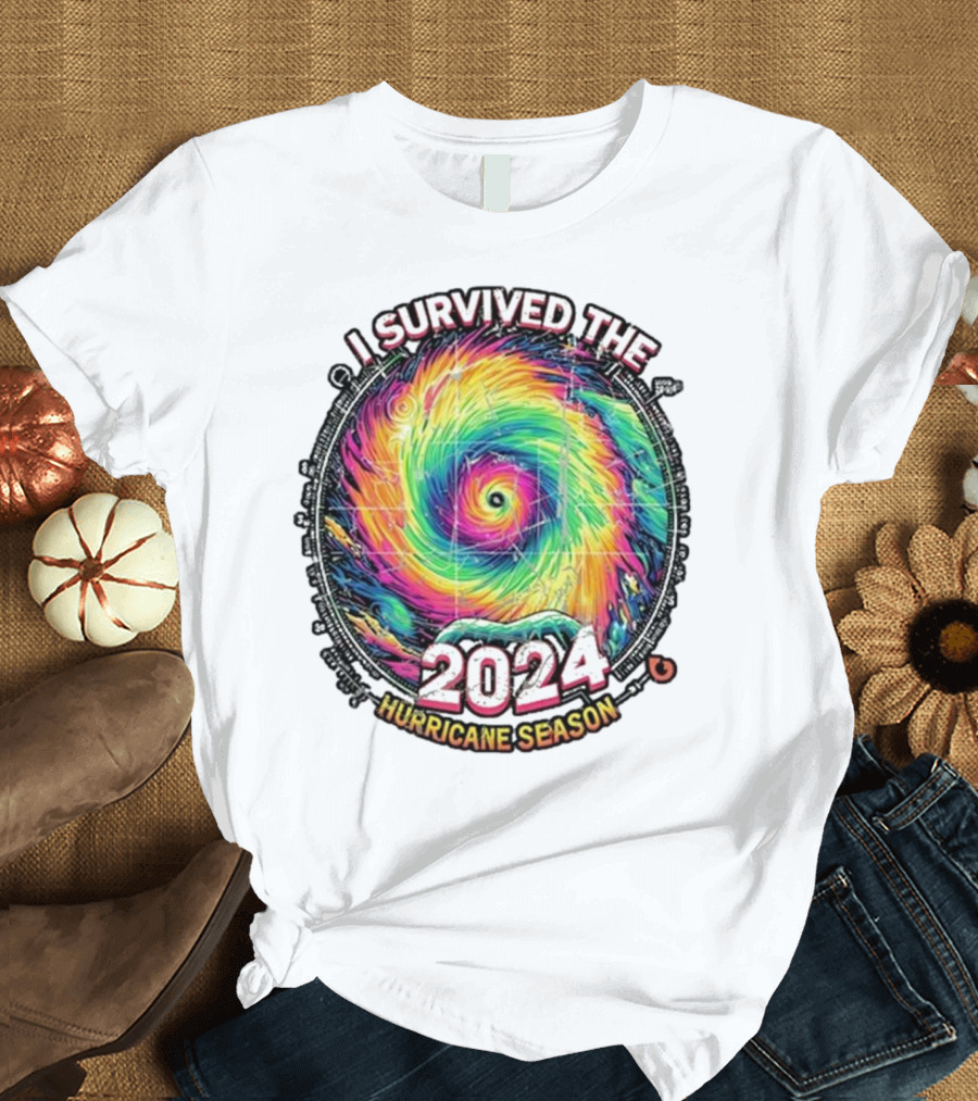 I Survived The Hurricane Season 2024 Spiral Vortex Vintage T-Shirt