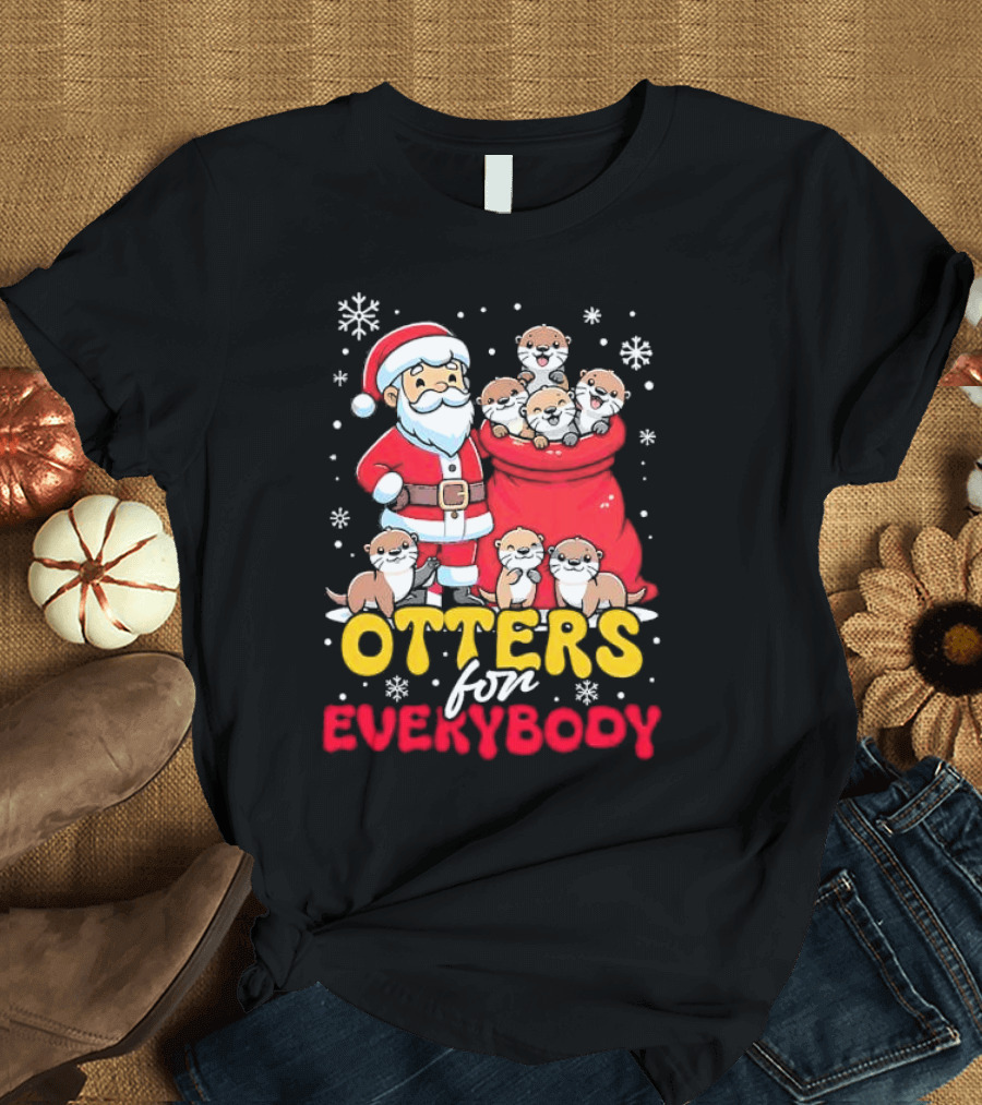 Otters for Everybody Santa Claus Christmas T-Shirt