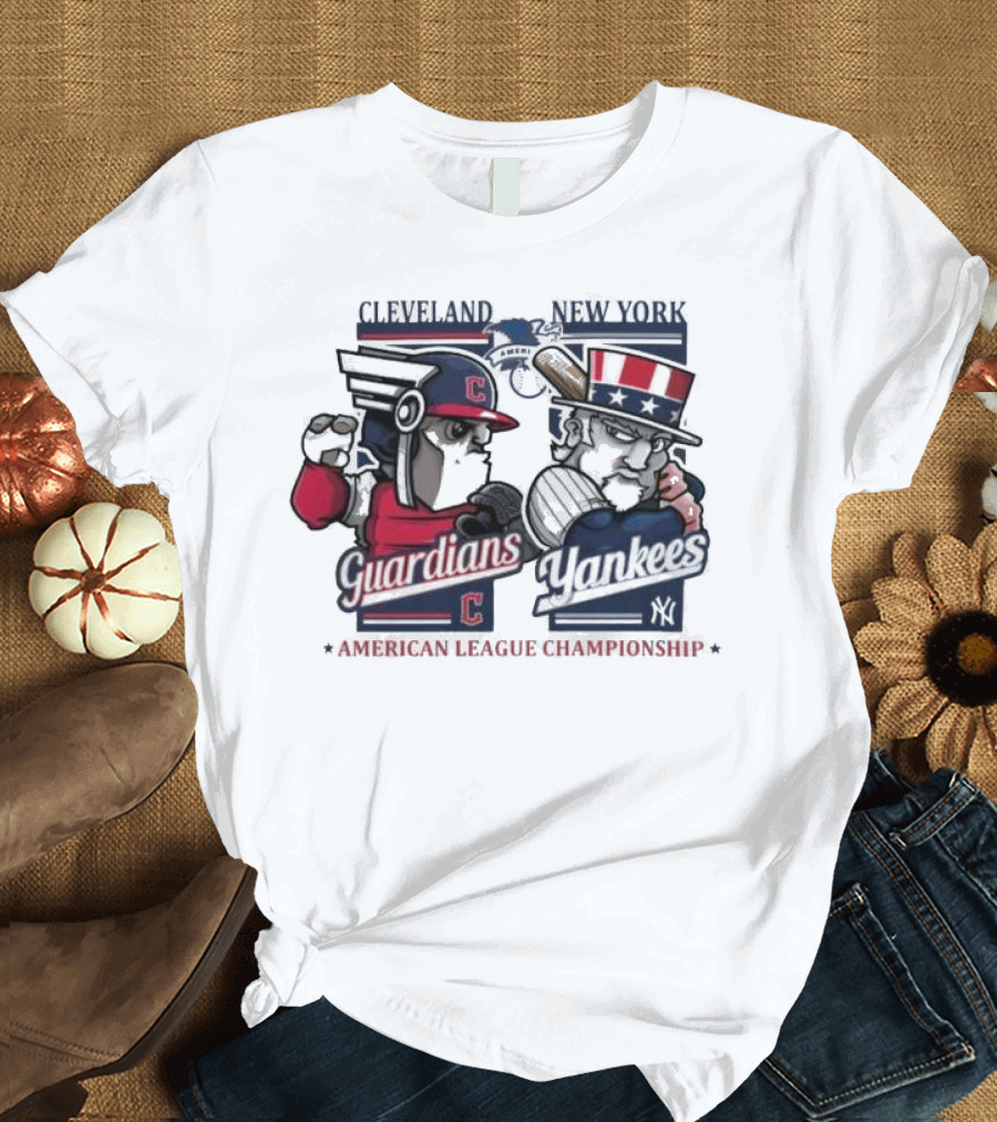 Cleveland Guardians vs New York Yankees American League Championship Mascots T-Shirt