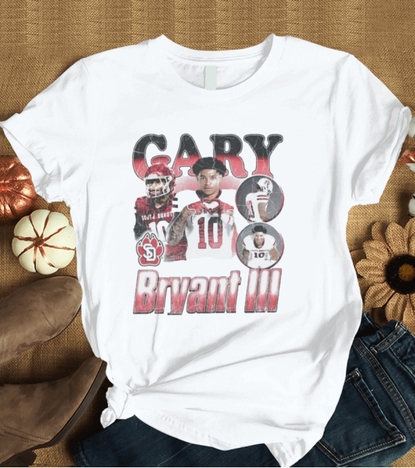 T-Shirt: Gary Bryant III South Dakota Coyotes 10 Red and White Retro Football T-Shirt Gary Bryant III South Dakota Coyotes 10 Red and White Retro Football T-Shirt