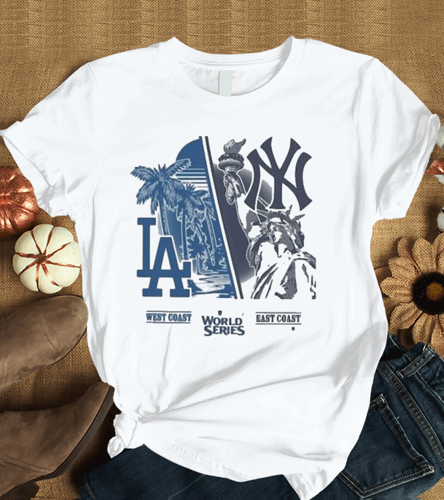 Los Angeles Dodgers LA West Coast World Series New York Yankees East Coast Matchup T-Shirt