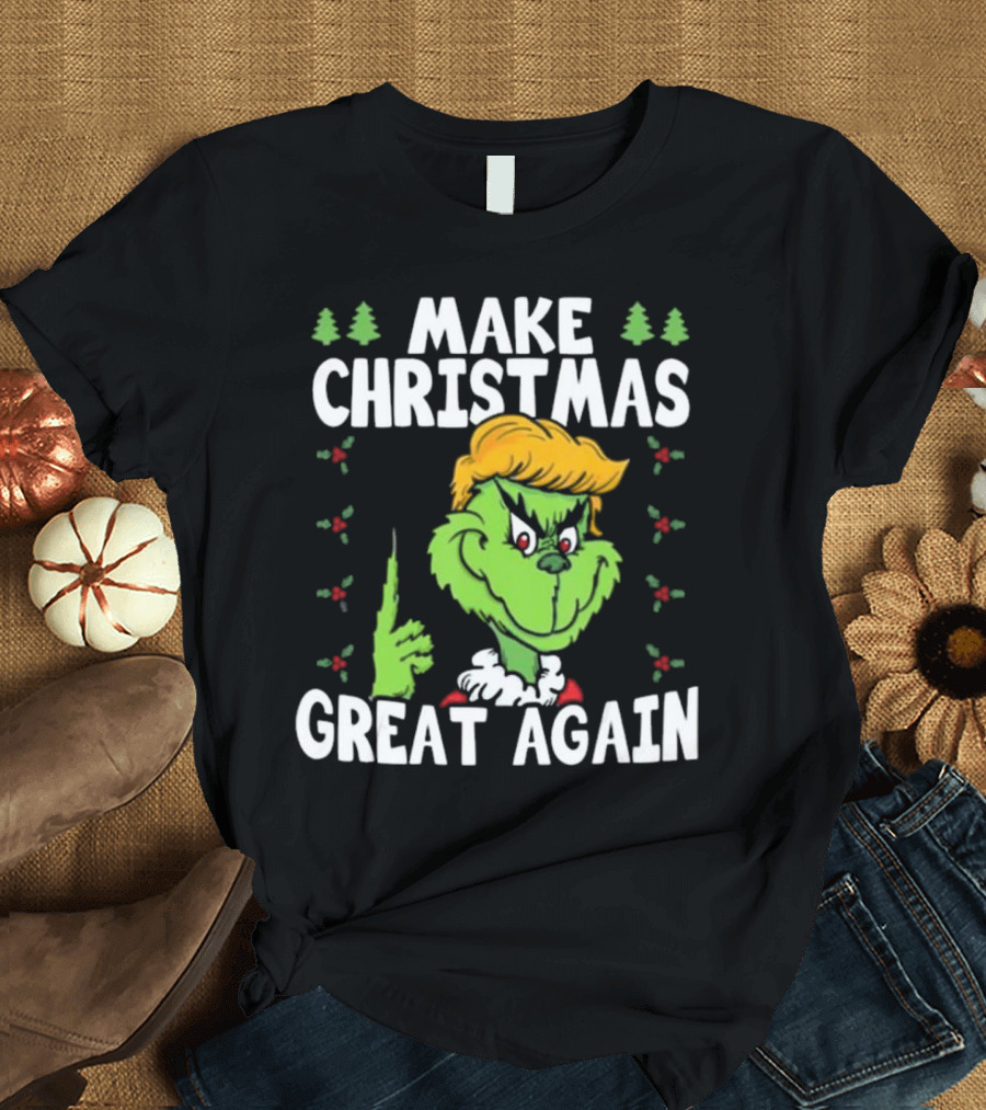 Make Christmas Great Again Grinch Trump Face Xmas T-Shirt