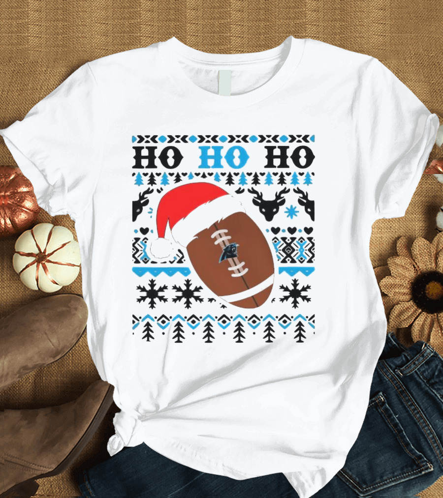 Carolina Panthers Ho Ho Ho Football Santa Christmas 2024 NFL T-Shirt