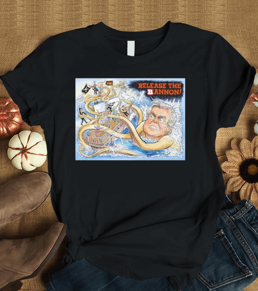 Release The Bannon Steve Bannon Impeach Trump Cartoon Kraken_STYLE T-Shirt