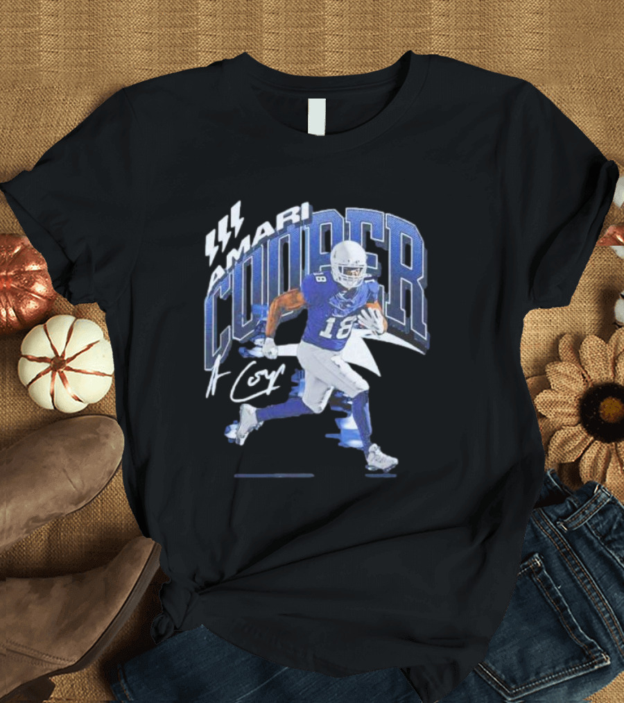 Amari Cooper Signature Football Player 18 with Energetic Blue T-Shirt