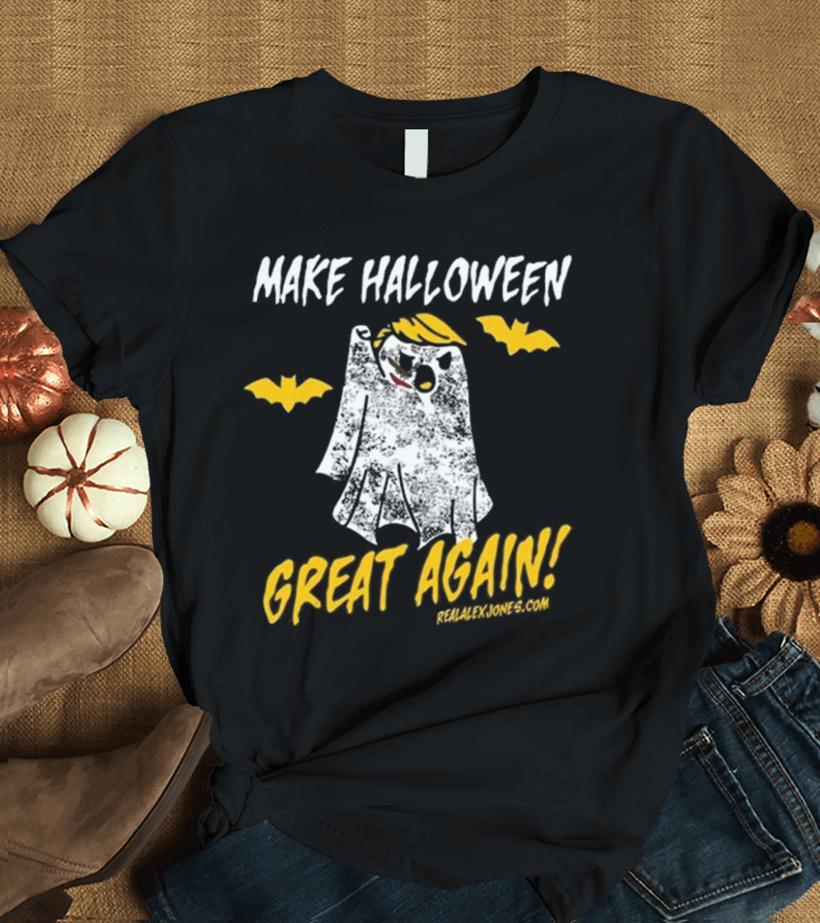 Make Halloween Great Again 2024 Ghost and Bats RealAlexJones.com T-Shirt