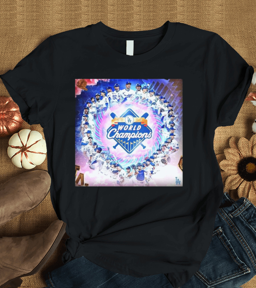 Los Angeles Dodgers 2024 World Champions MLB Celebratory Collage T-Shirt