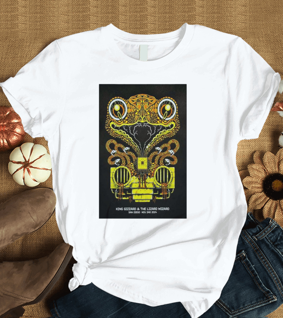 King Gizzard and The Lizard Wizard The Rady Shell San Diego Nov 2 2024 Psychedelic Concert T-Shirt
