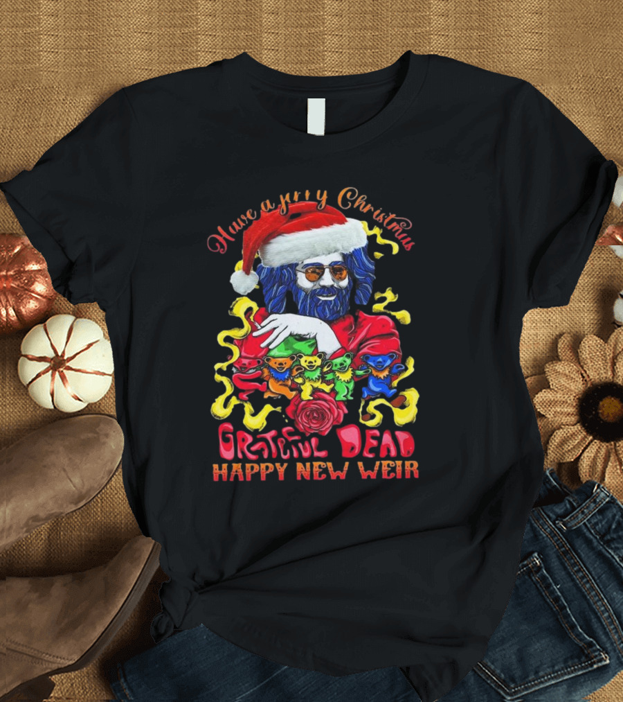 Have A Jerry Christmas Grateful Dead Happy New Weir 2024 Psychedelic Bears Santa Hat T-Shirt