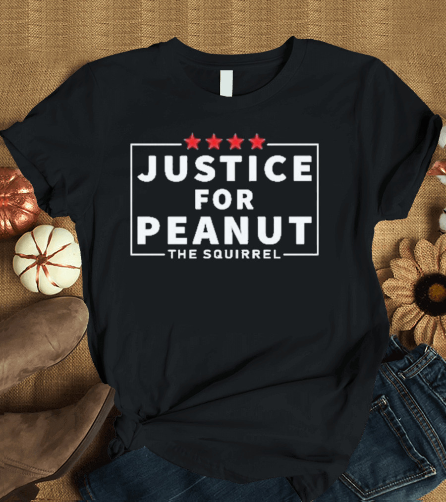 Justice For Peanut The Squirrel With Four Red Stars T-Shirt