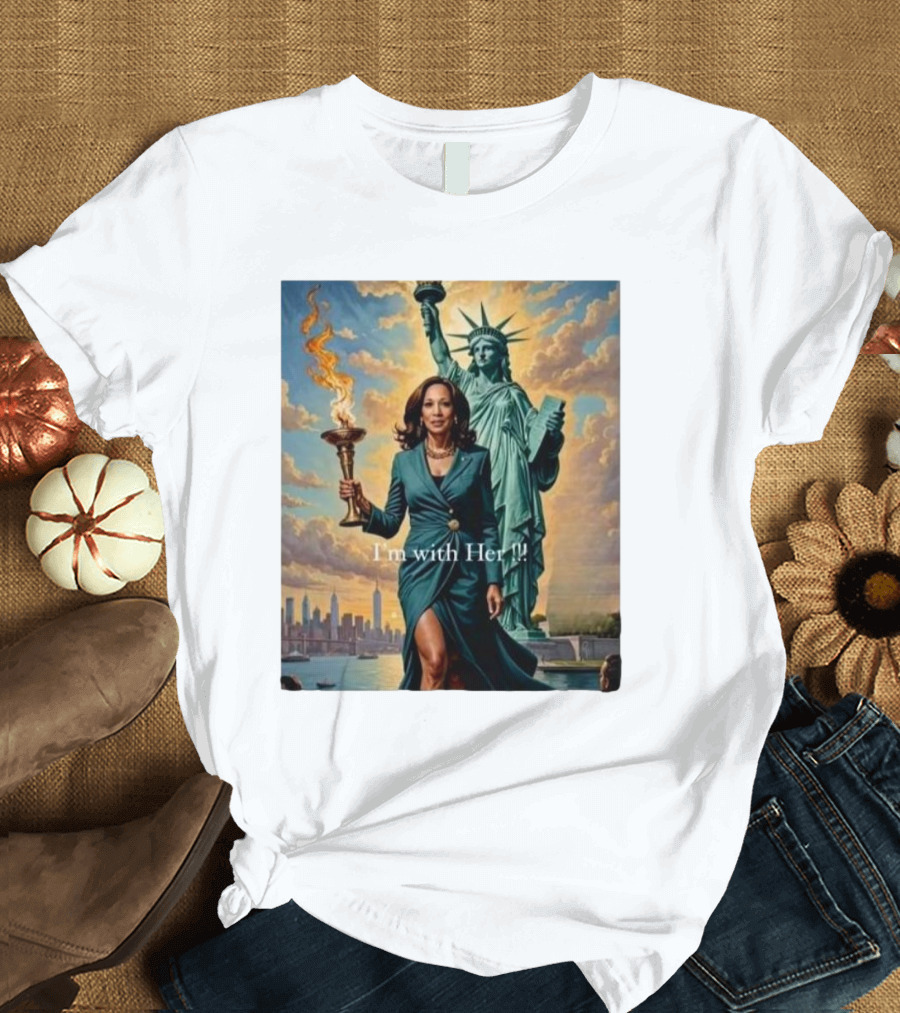 Kamala Harris I'm With Her Liberty Torch 2024 Election Vintage Statue of Liberty T-Shirt