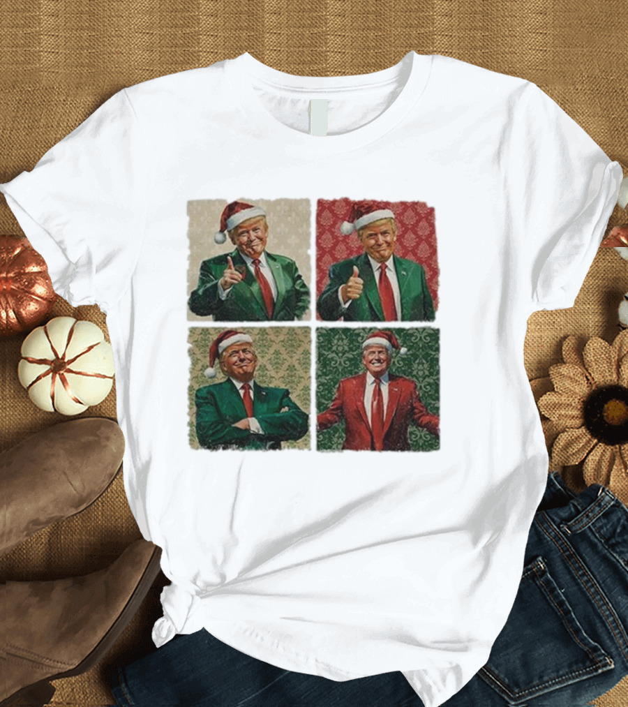 Boho Christmas Trump Santa 2024 Holiday Thumbs Up T-Shirt