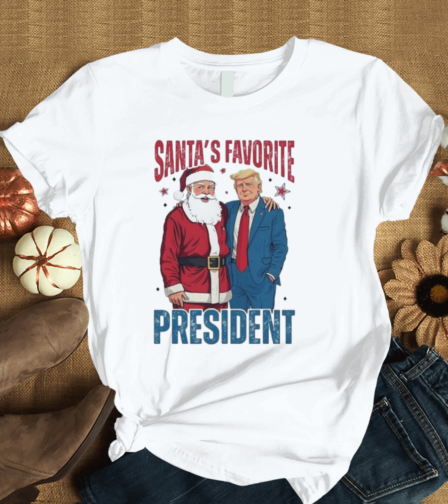 Santa’s Favorite President Trump with Santa Claus and Stars T-Shirt
