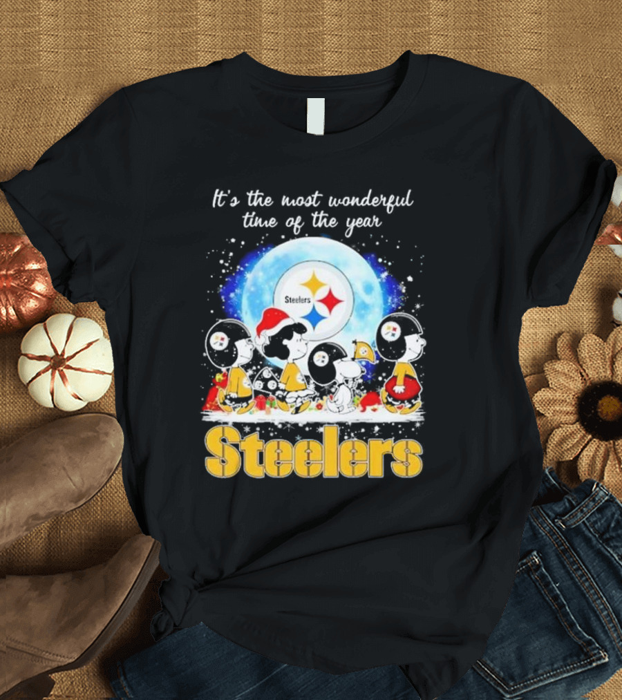 Peanuts Steelers Christmas It's the Most Wonderful Time of the Year T-Shirt