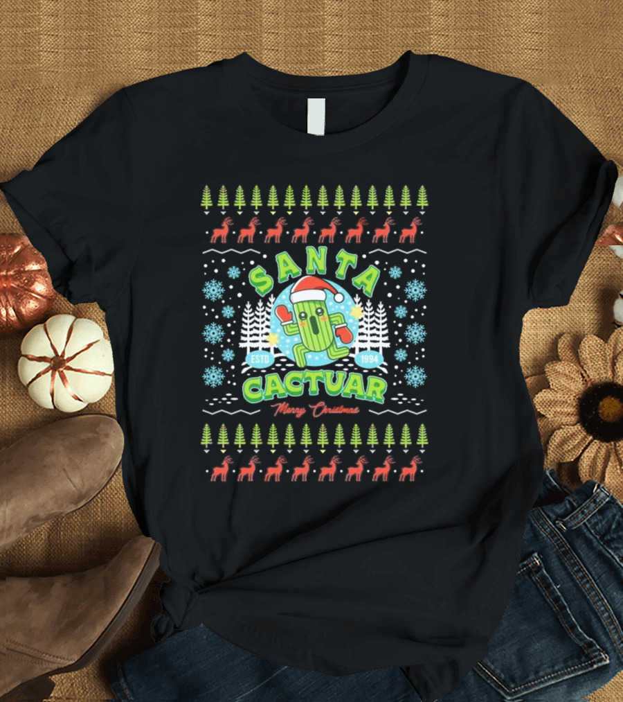 Santa Cactuar Merry Christmas ESTD 1994 Ugly Christmas T-Shirt