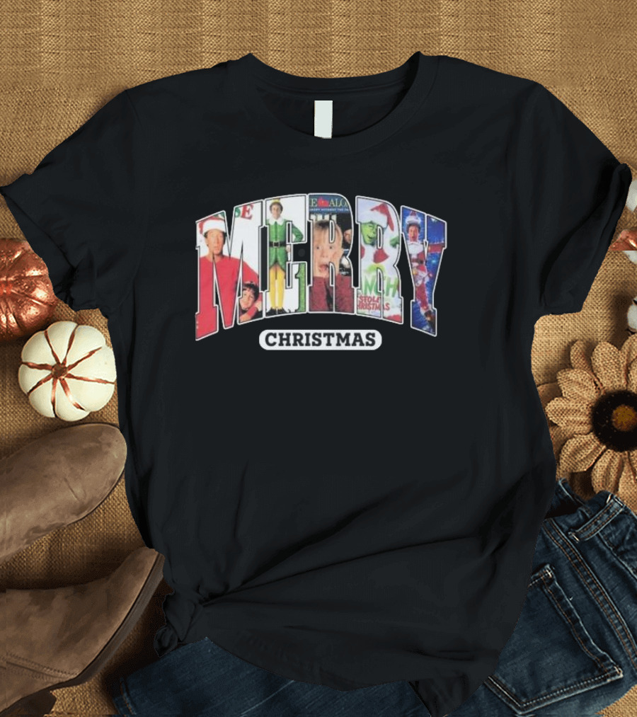 Merry Christmas Collection Movie Characters For Fans T-Shirt