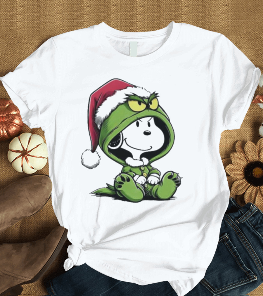 Grinch Snoopy Santa Costume Christmas T-Shirt