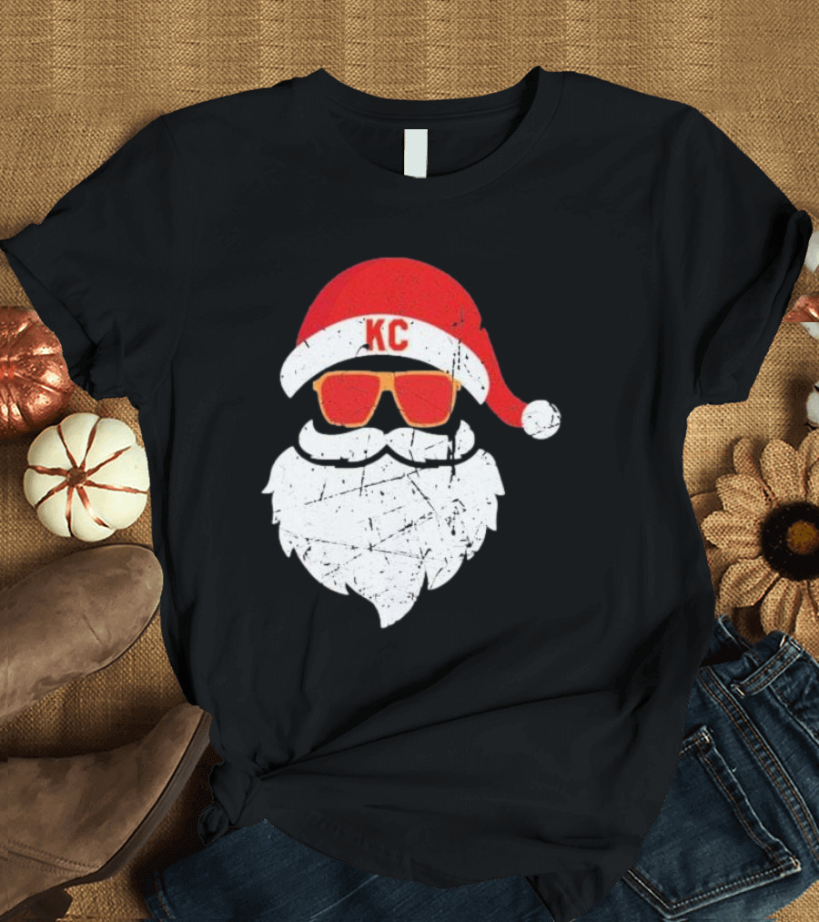 Kansas City Chiefs KC Santa Claus Christmas Holiday T-Shirt