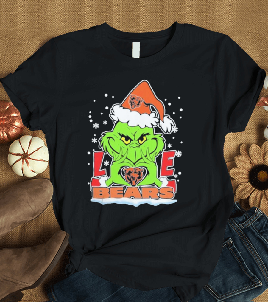 The Grinch Bears Love 2024 Chicago Football Christmas T-Shirt