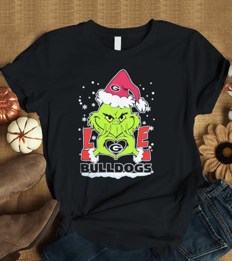 The Grinch Love Georgia Bulldogs Christmas Football T-Shirt