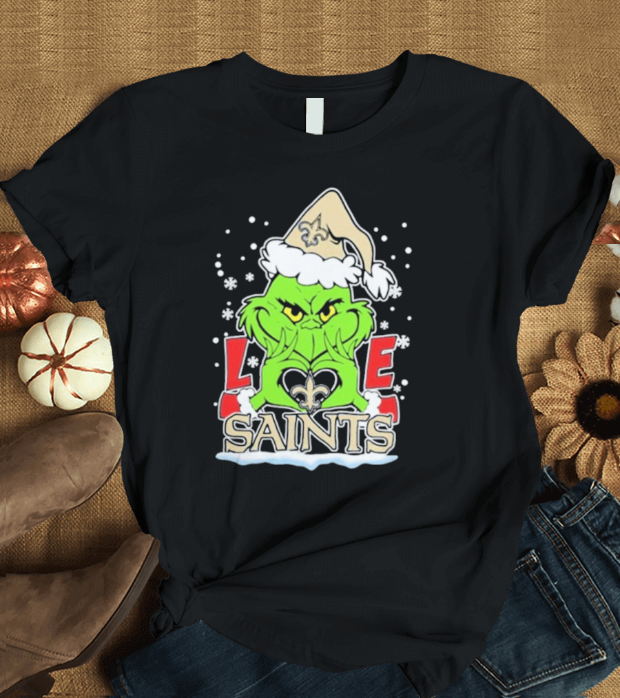 The Grinch Love New Orleans Saints Football Christmas T-Shirt