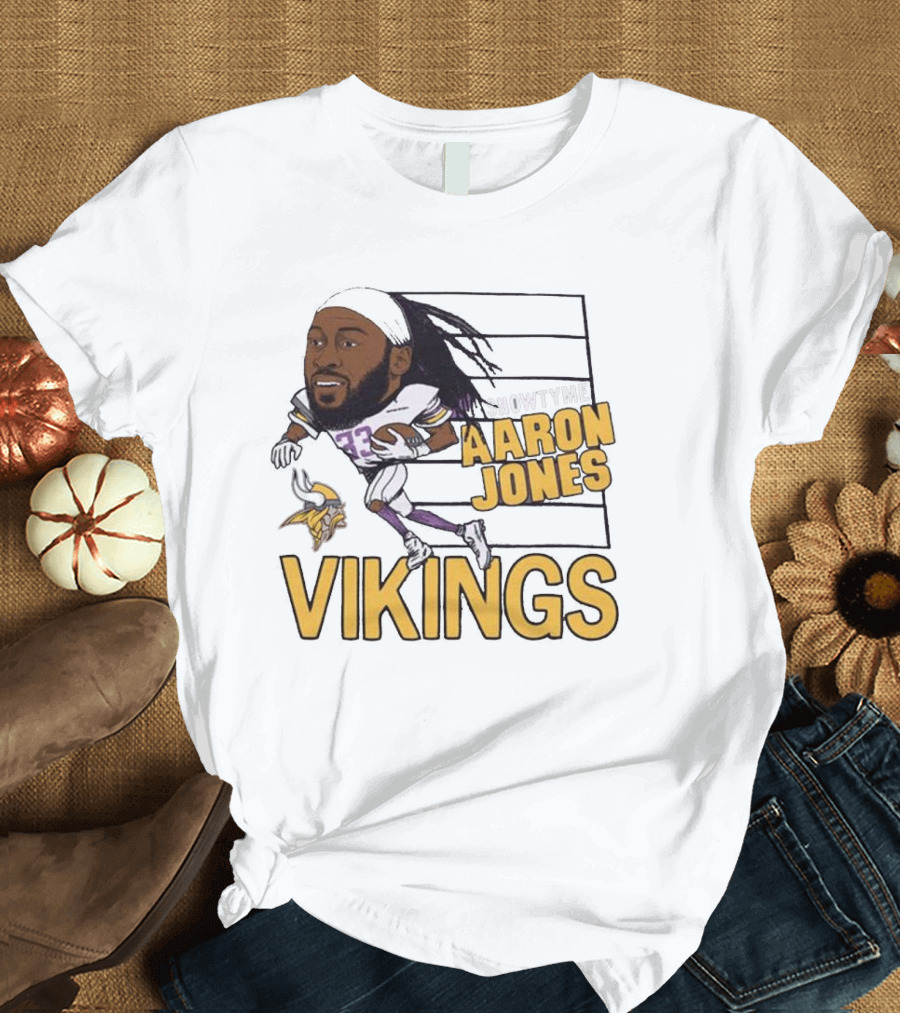 Vikings Showtyme Aaron Jones Football Cartoon Running T-Shirt