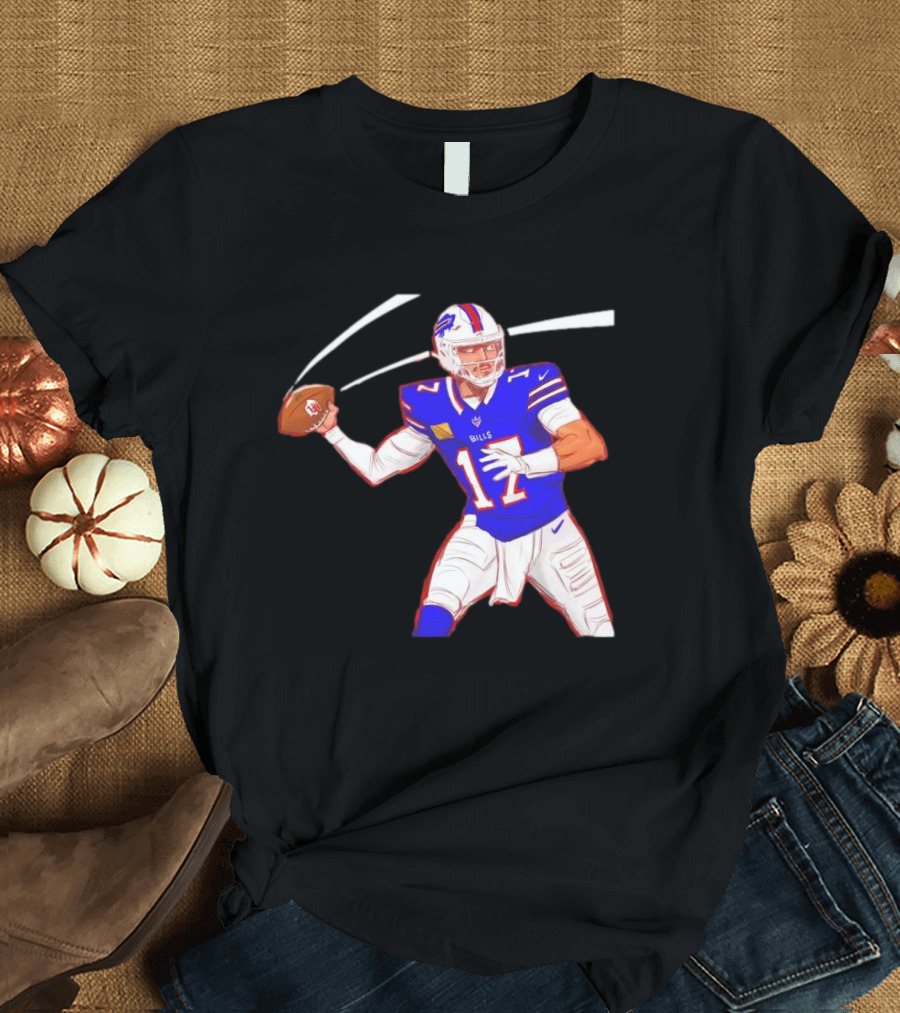 Josh Allen Buffalo Bills Victory Monday Cartoon Football Player T-Shirt