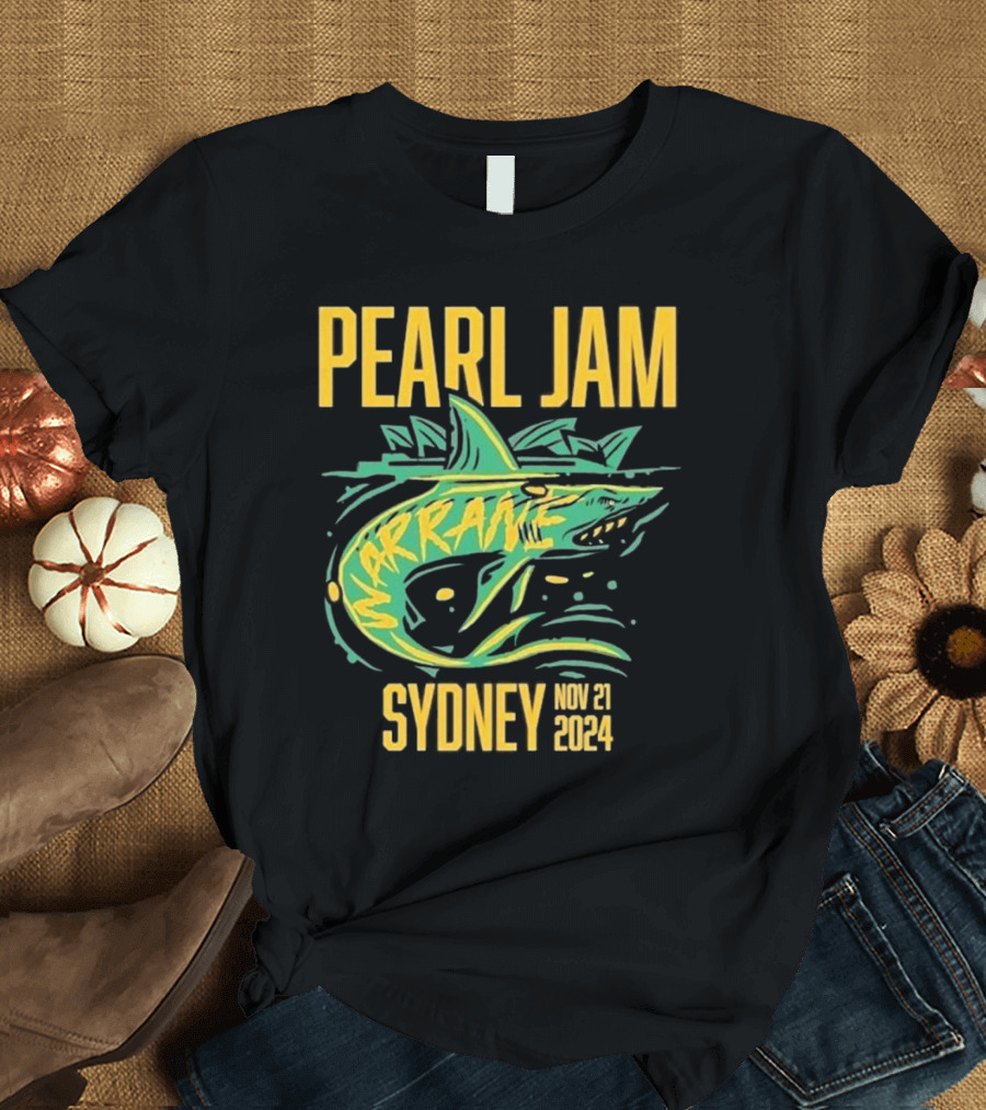 Pearl Jam Sydney Nov 21 2024 Shark Graphics Warrane T-Shirt