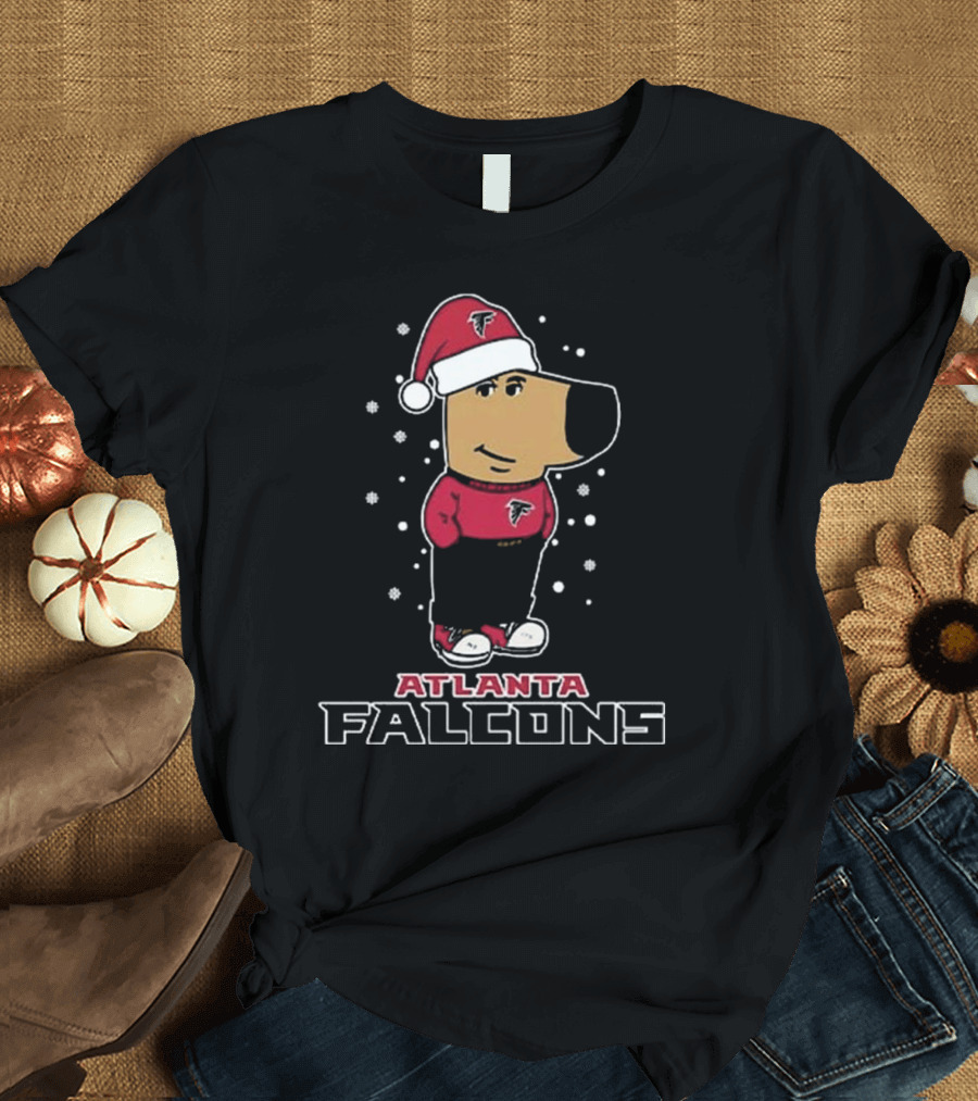 Atlanta Falcons Christmas Chill Guy In Santa Hat T-Shirt