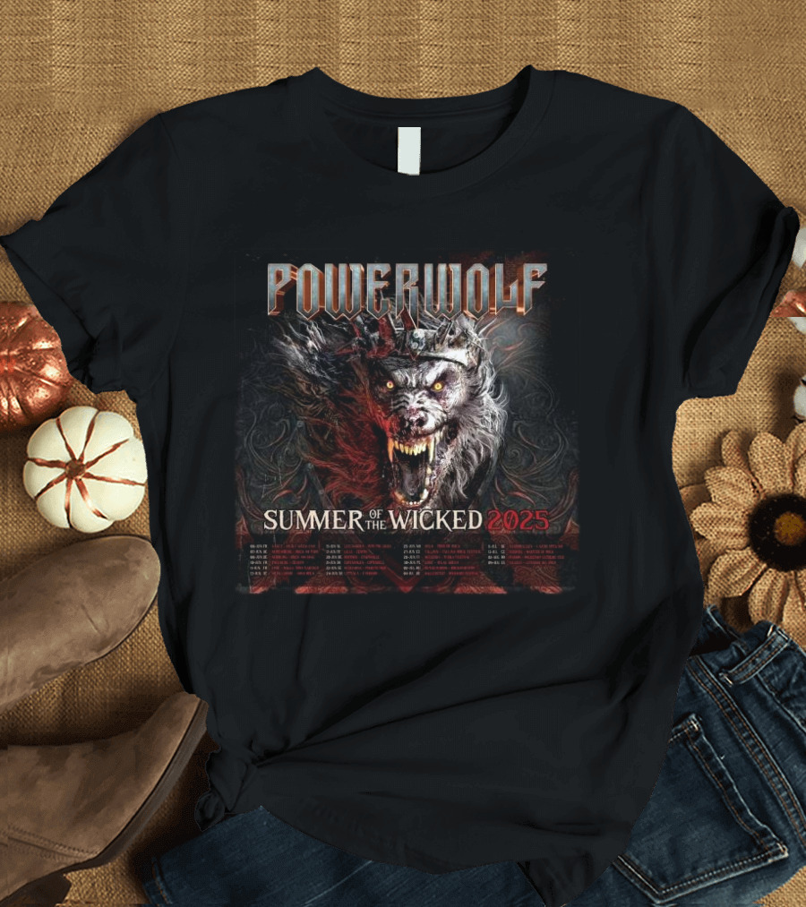 Powerwolf Summer Of The Wicked 2025 Tour Dates with Fierce Wolf T-Shirt