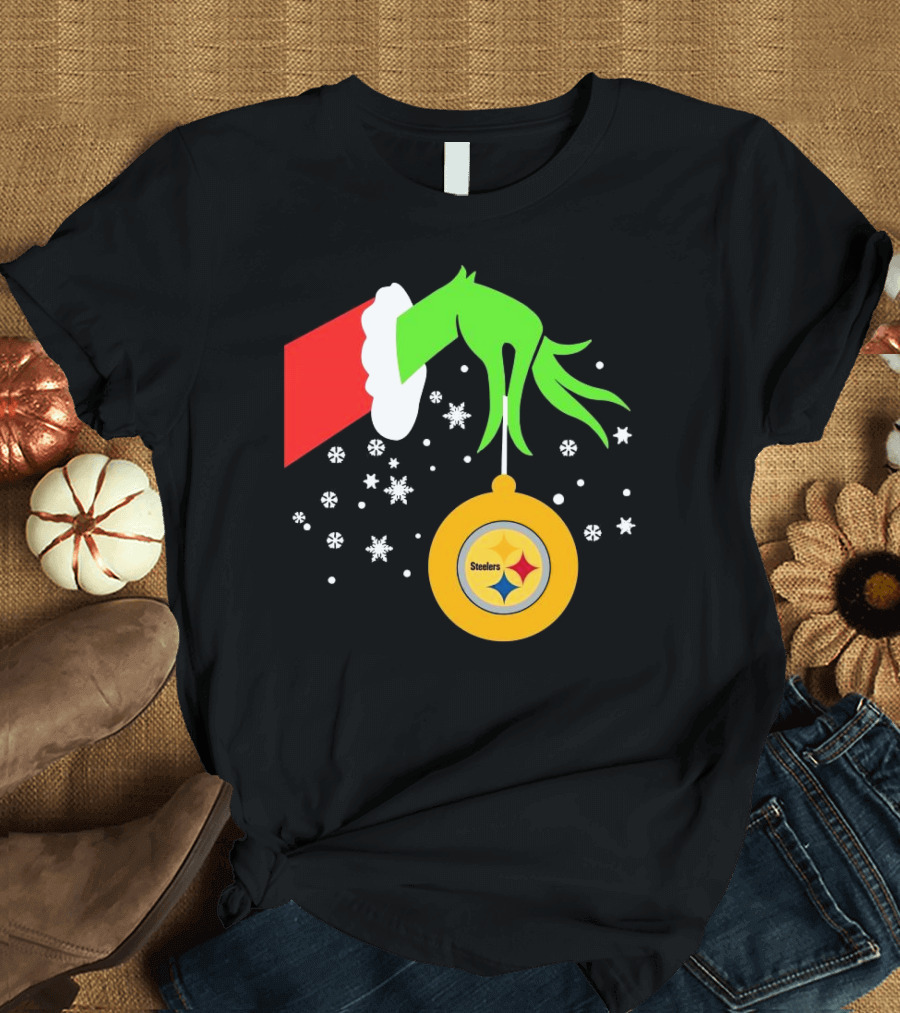 Pittsburgh Steelers 2024 Christmas Ornament Grinch Hand Snowflakes T-Shirt