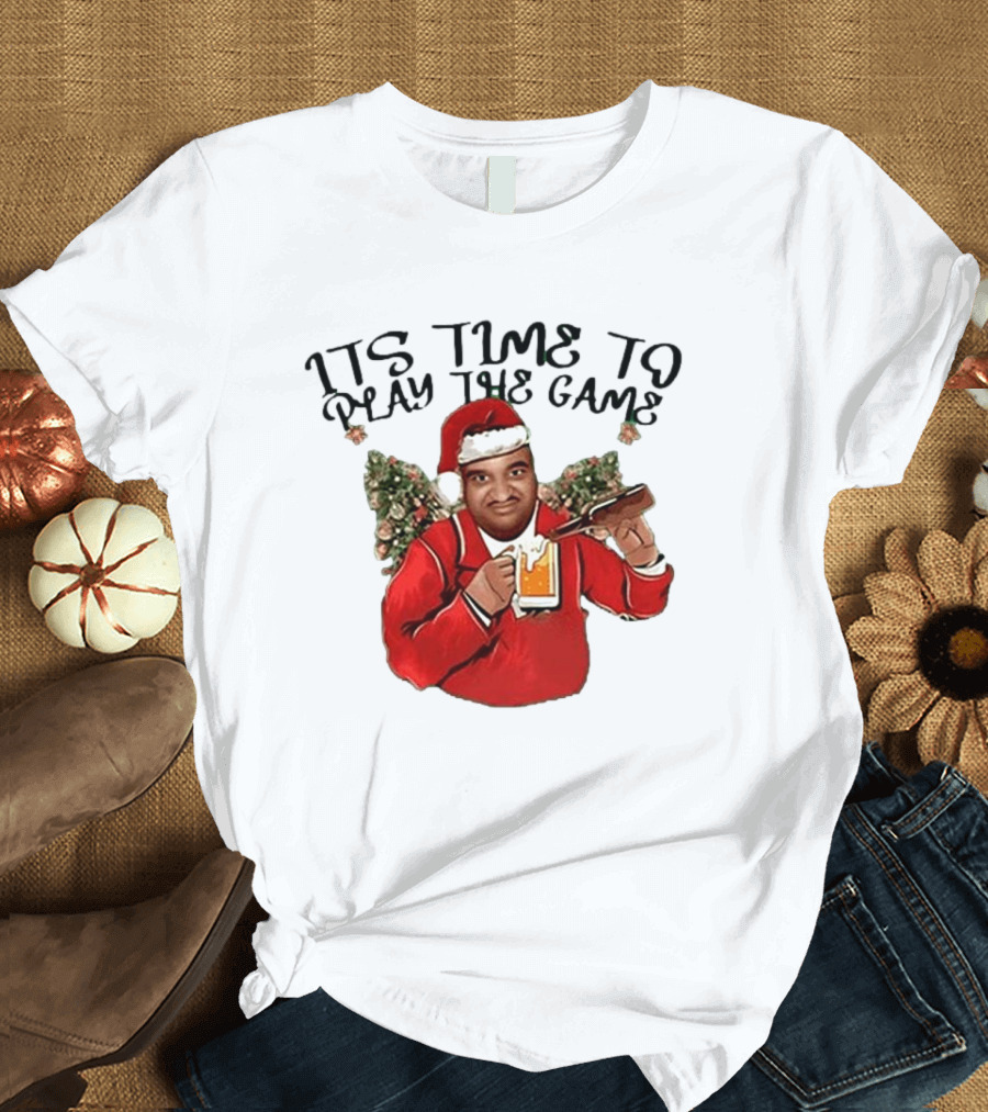 Marc Anderson It's Time to Play the Game Christmas Beer Santa T-Shirt