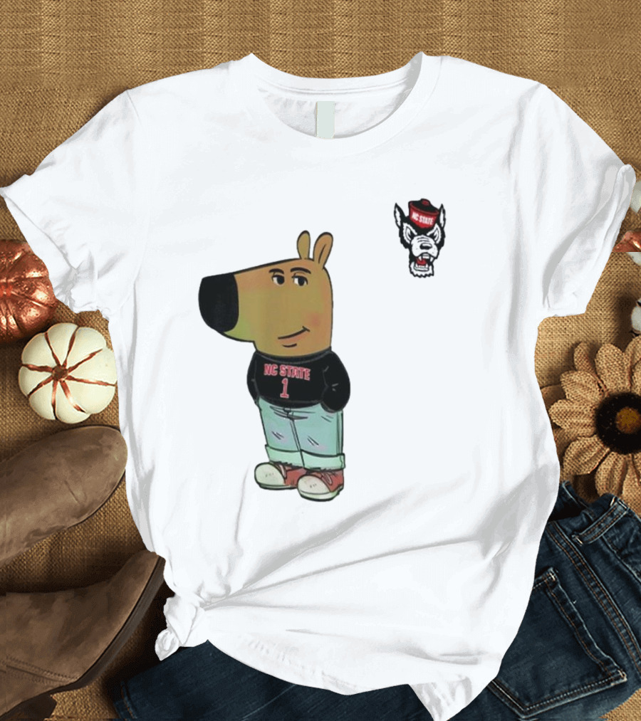 NC State Wolfpack Chill Guy Bear in Jersey and Jeans T-Shirt