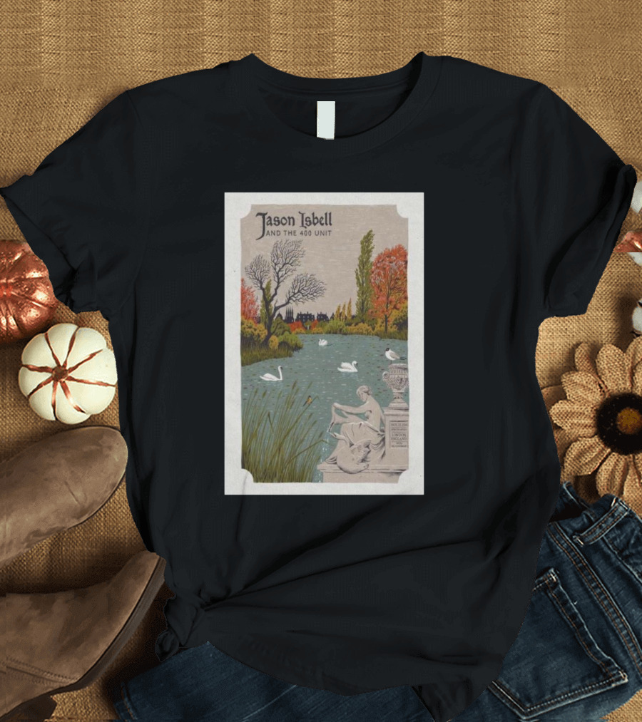 Jason Isbell And The 400 Unit Eventim Apollo London UK 11-25-2024 Concert Poster with Swans and Autumn Landscape T-Shirt