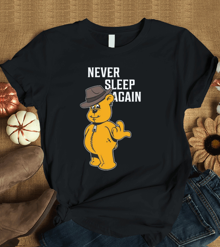 Zwart Wanna Play Never Sleep Again Teddy Bear with Hat T-Shirt