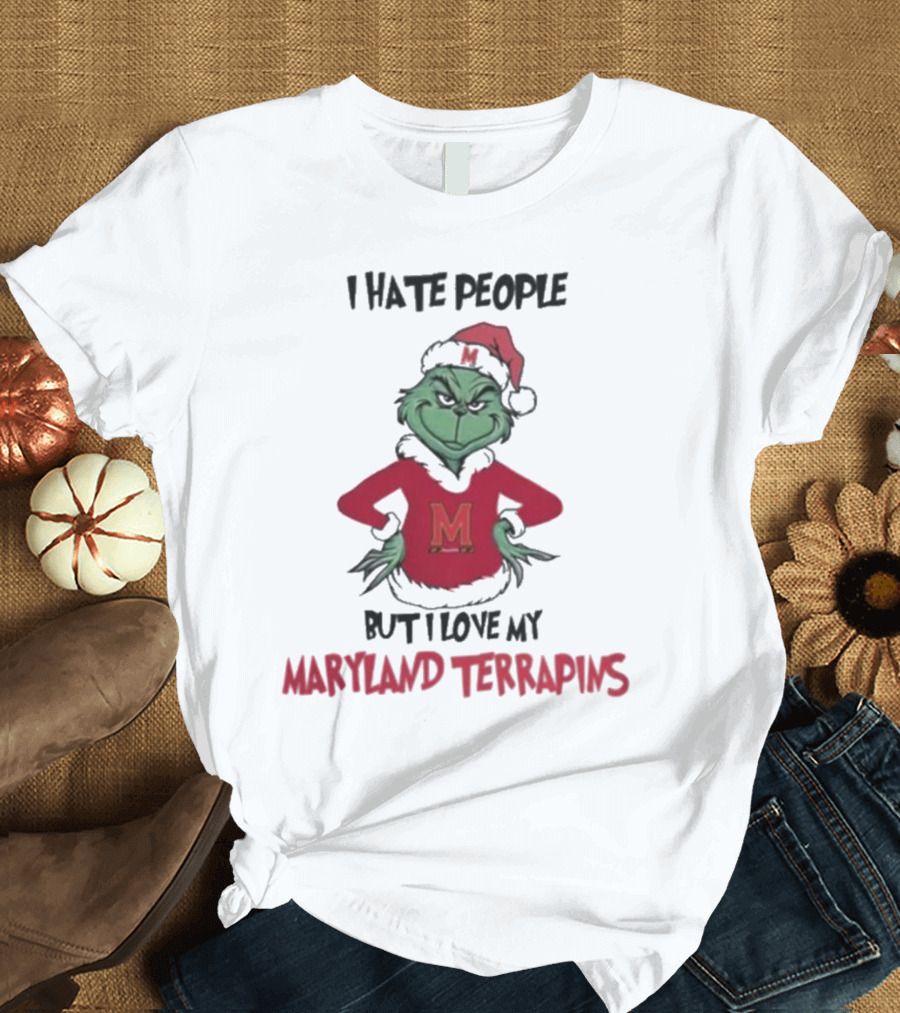 I Hate People But I Love My Maryland Terrapins Grinch Christmas T-Shirt