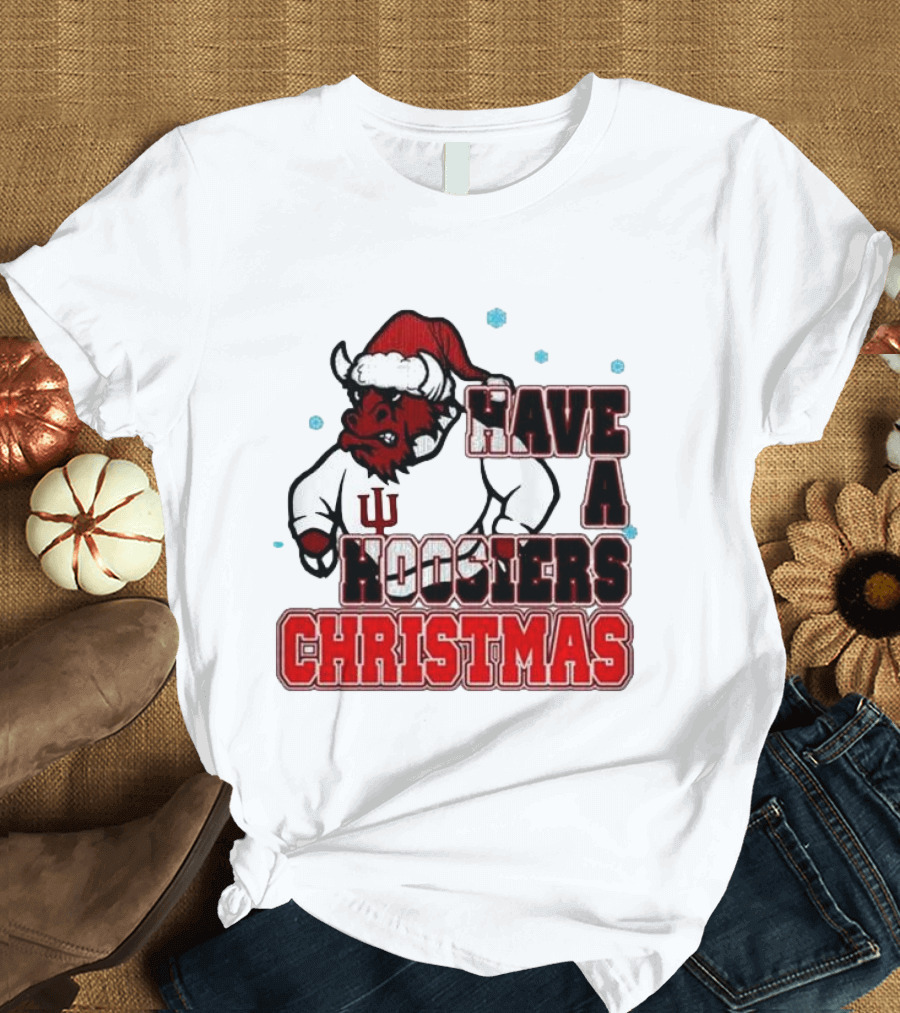 Have A Hoosiers Christmas Indiana Hoosiers Santa Mascot T-Shirt