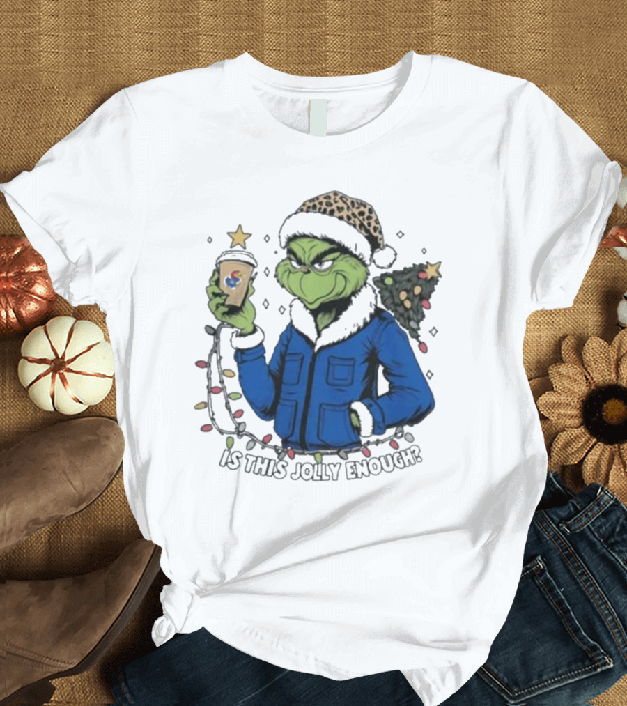 Kansas Jayhawks Grinch Is This Jolly Enough Merry Christmas T-Shirt