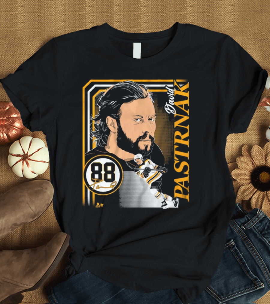 David Pastrnak 88 Hockey Illustration Collage T-Shirt