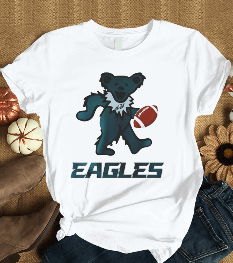 Eagles Football Bear with Grateful Dead Influence T-Shirt