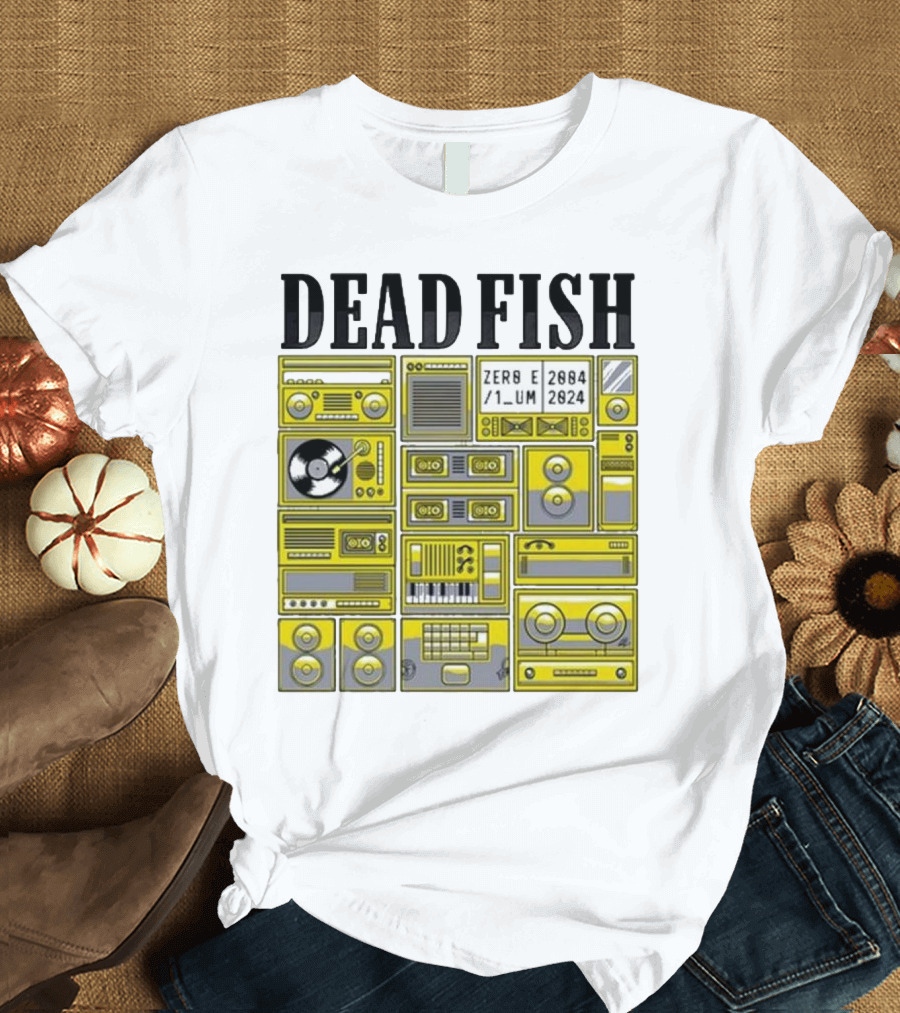 Dead Fish 2084 2024 Zero Sum Cassette Boombox Vinyl Music Elements T-Shirt