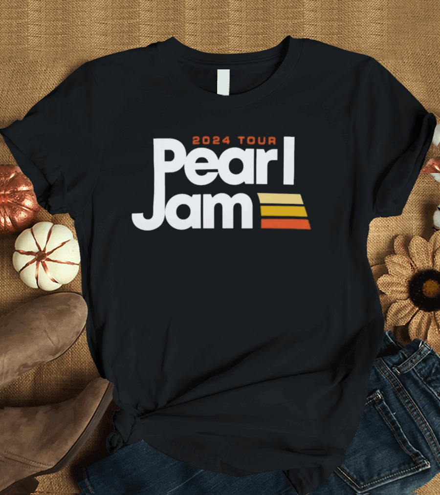 Pearl Jam 2024 Tour Black Shirt with Stripes T-Shirt