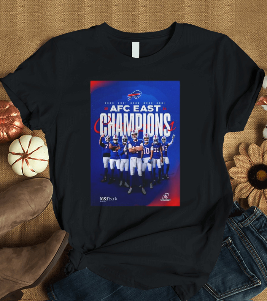 Buffalo Bills 2024 AFC East Champions with 5 Straight Division Wins T-Shirt