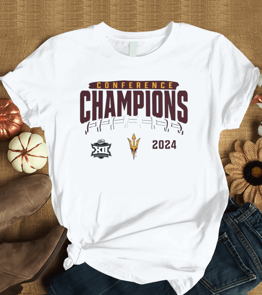 Arizona State Sun Devils 2024 Big 12 Conference Champions Football Emblem T-Shirt