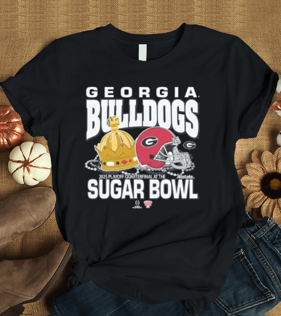 Georgia Bulldogs 2025 Playoff Quarterfinal Sugar Bowl Allstate Helmet Crown T-Shirt