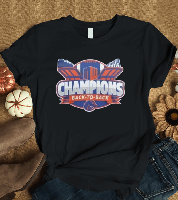 T-Shirt: Boise State Broncos 2024 Champions Back To Back Mountain West Conference Football T-Shirt Boise State Broncos 2024 Champions Back To Back Mountain West Conference Football T-Shirt