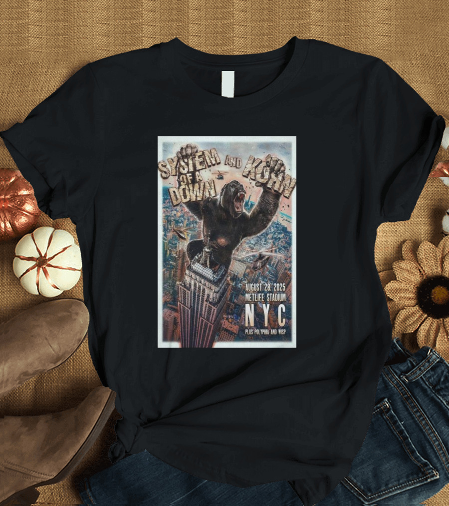 System Of A Down And Korn NYC MetLife Stadium August 28 2025 Plus Poliphia And Wisp T-Shirt